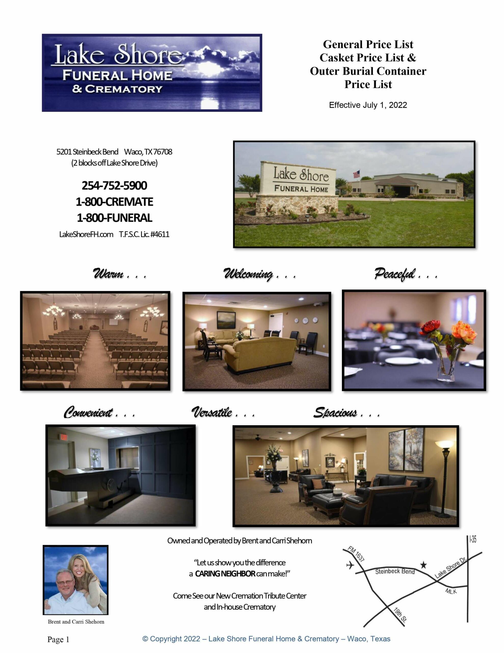 Lake Shore Funeral Home General Price List